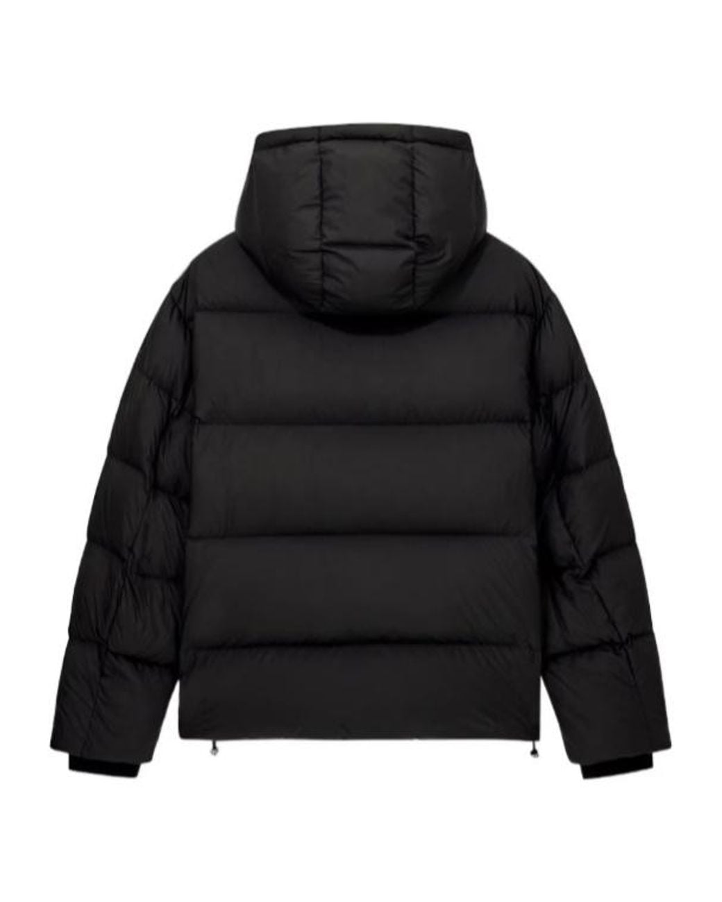 Emporio Armani Black Striped Hooded Down Jacket for men