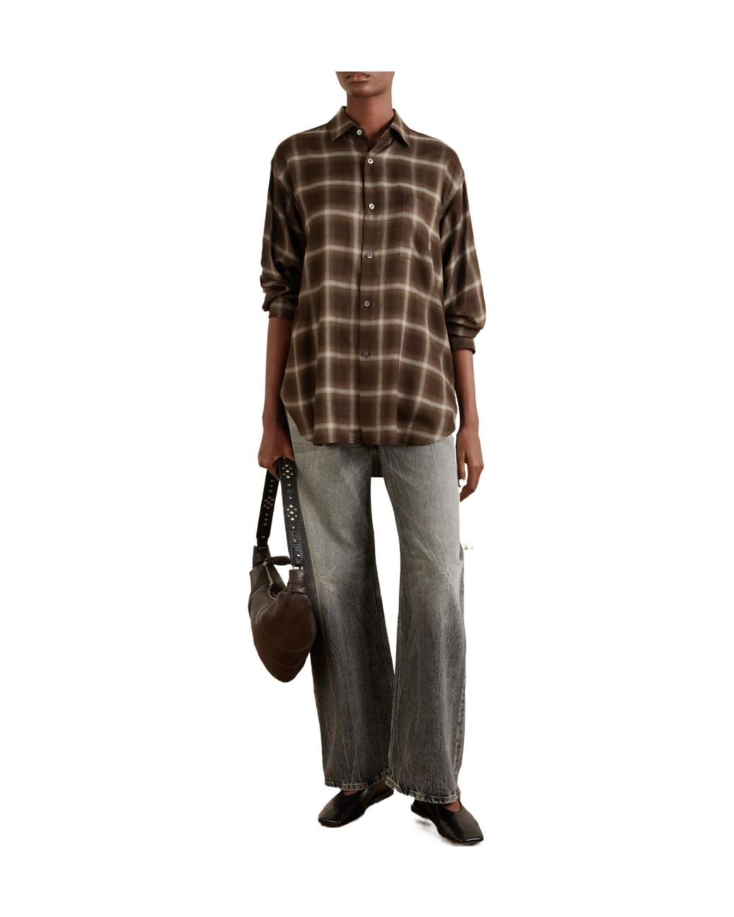 Ssstein Brown Casual Plaid Shirt