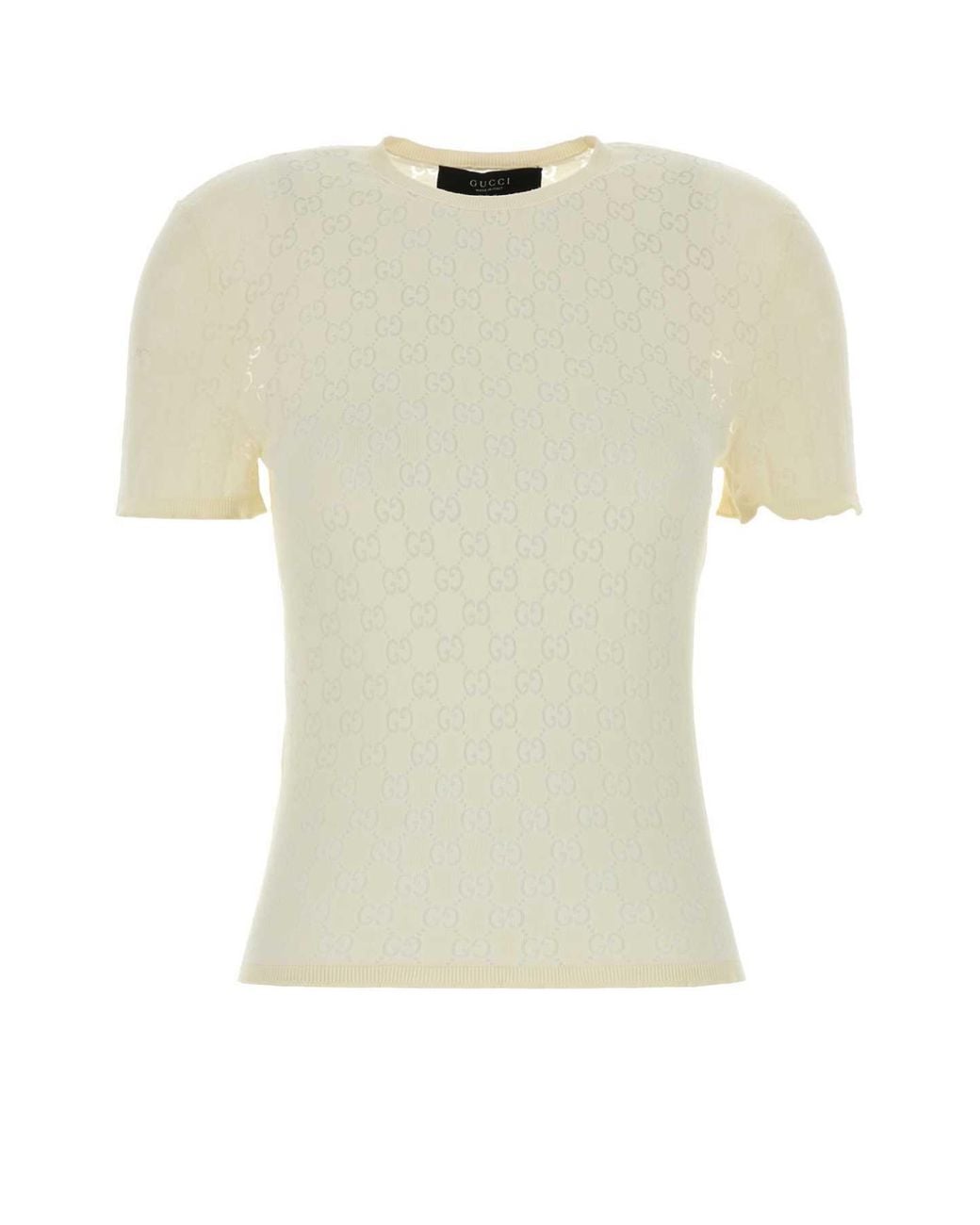 Gucci White Gg Devoré T-Shirt