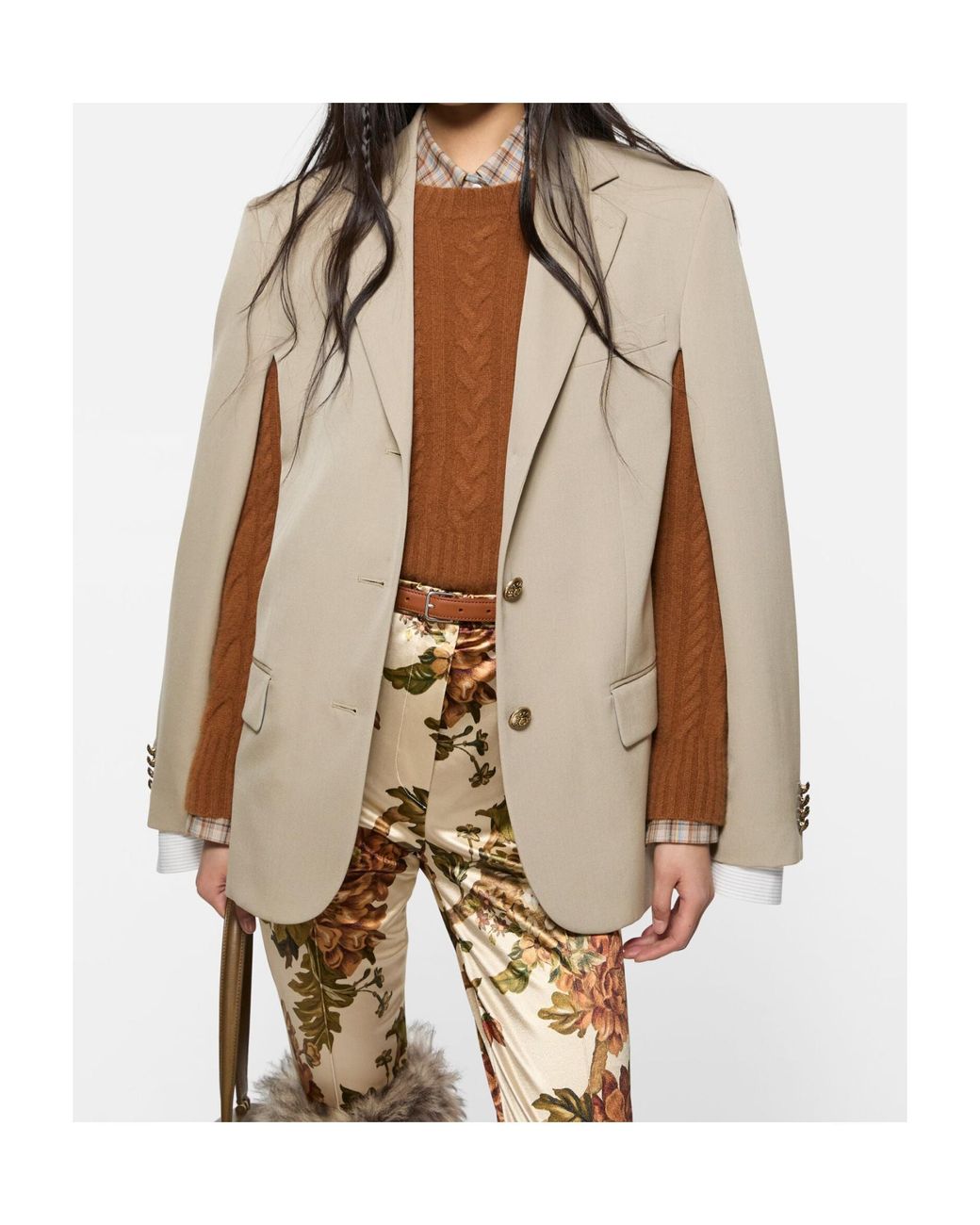 Acne Natural Layered Wool Suit Jacket
