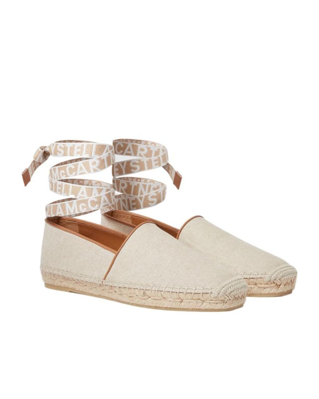 Stella McCartney White Logo-Lettering Flat Espadrilles