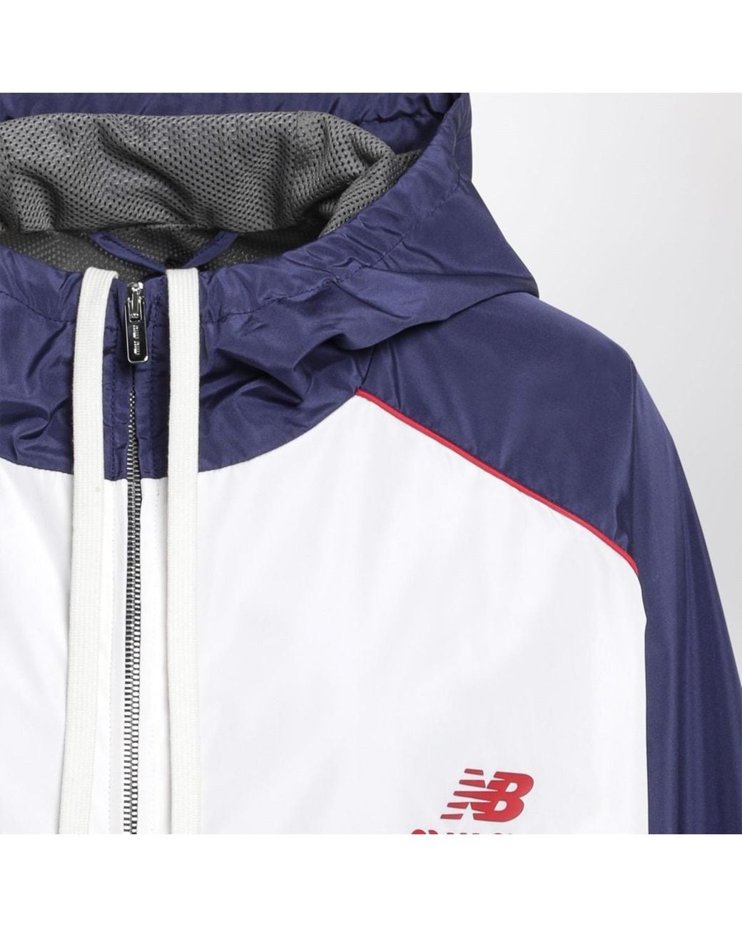 Miu Miu Blue Technical Poplin Hoodie Jacket