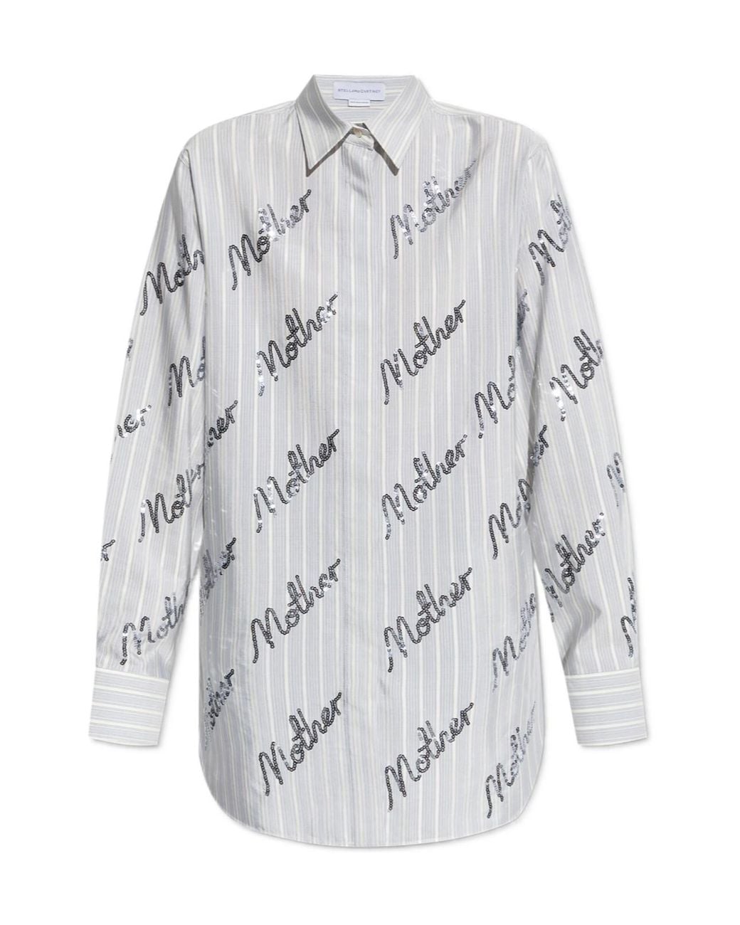 Stella McCartney Gray Sequin Embellished Striped Shirt
