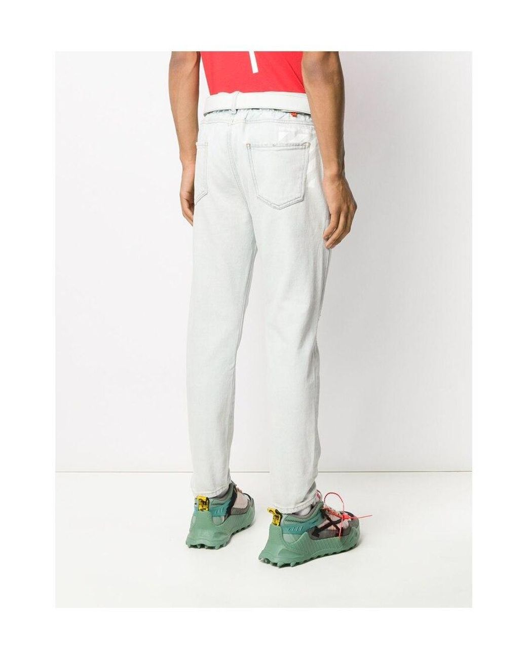 Off-White c/o Virgil Abloh White Belted Straight Jeans for men