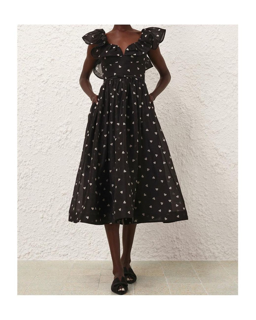Zimmermann Black Silk Linen Midi Dress