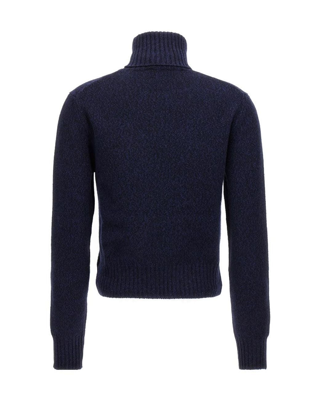 AMI Blue Ami High-Neck Knitted Jumper