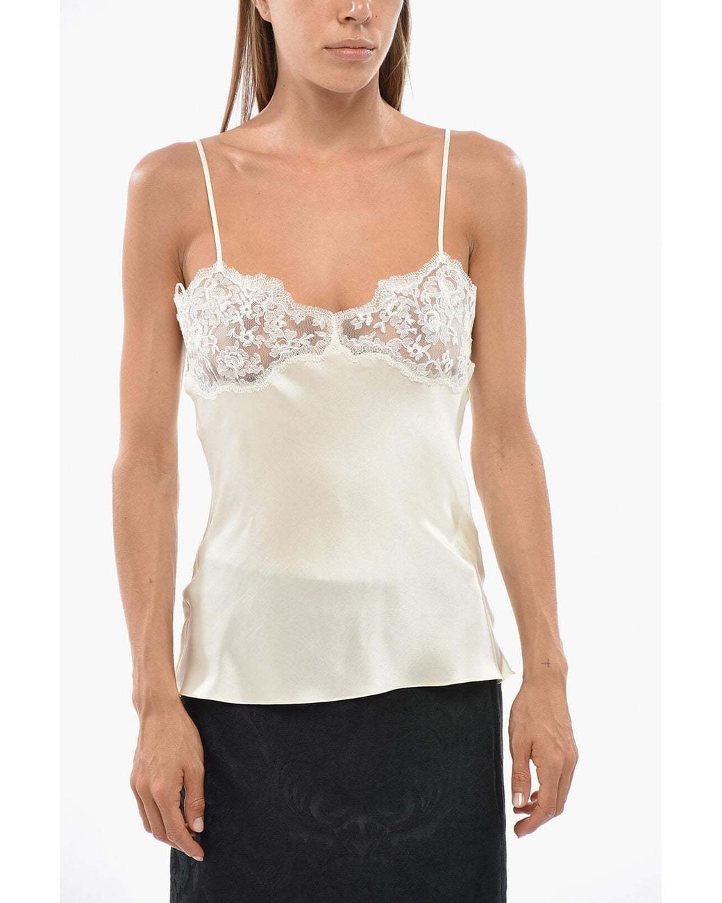 Chloé White Lace-Detail Tank Top