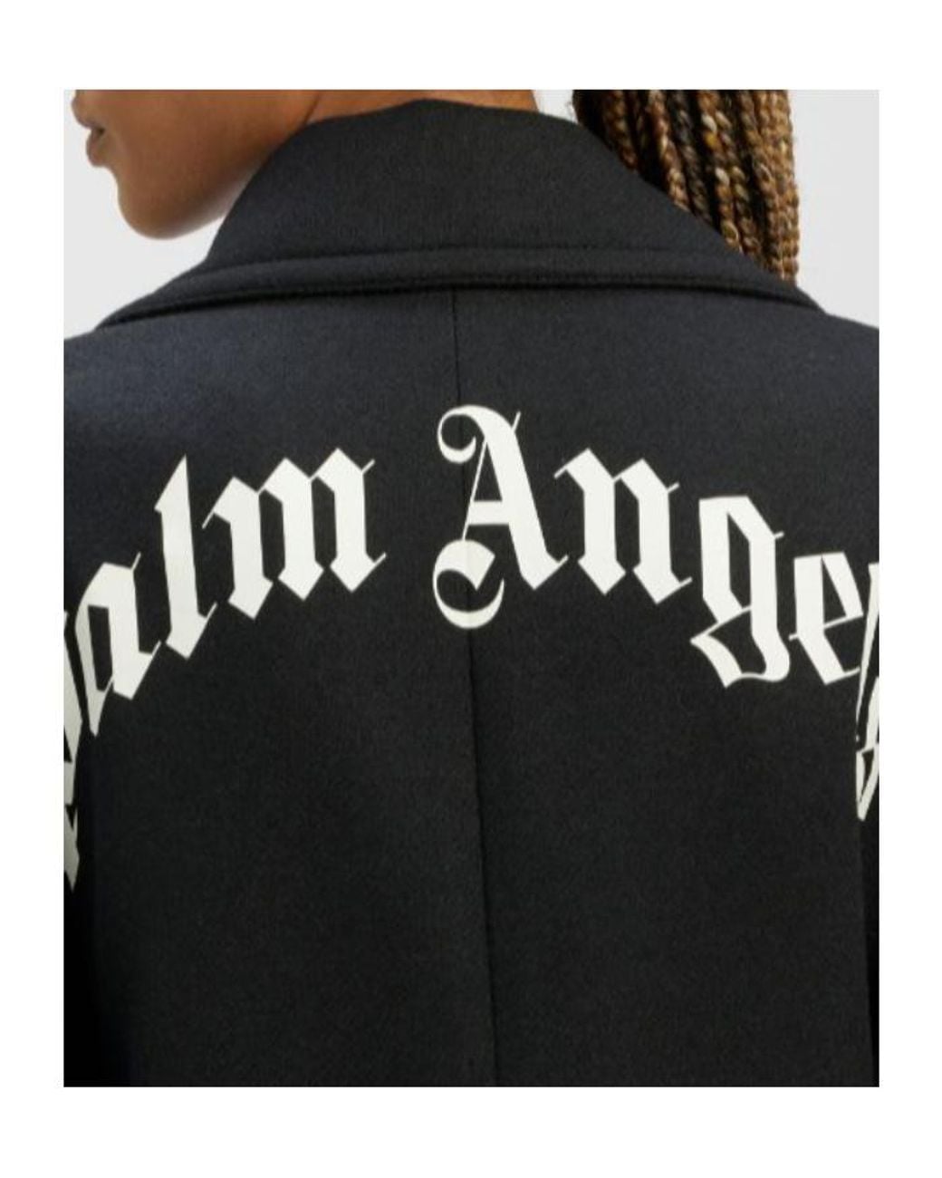 Palm Angels Black Logo Printed Single-Breasted Coat