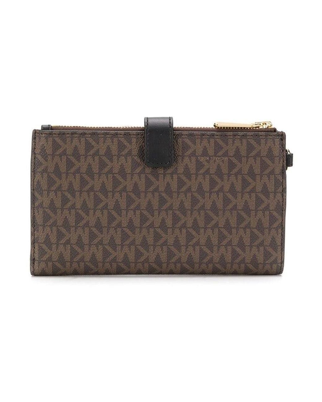 Michael Kors Brown Adele Monogram Clutch Bag