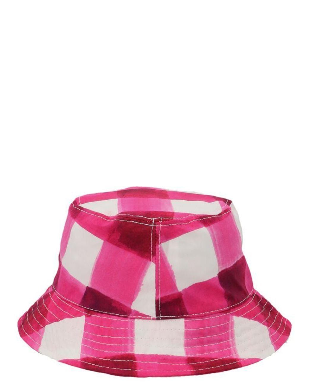 MSGM Pink Gingham-Check Bucket Hat