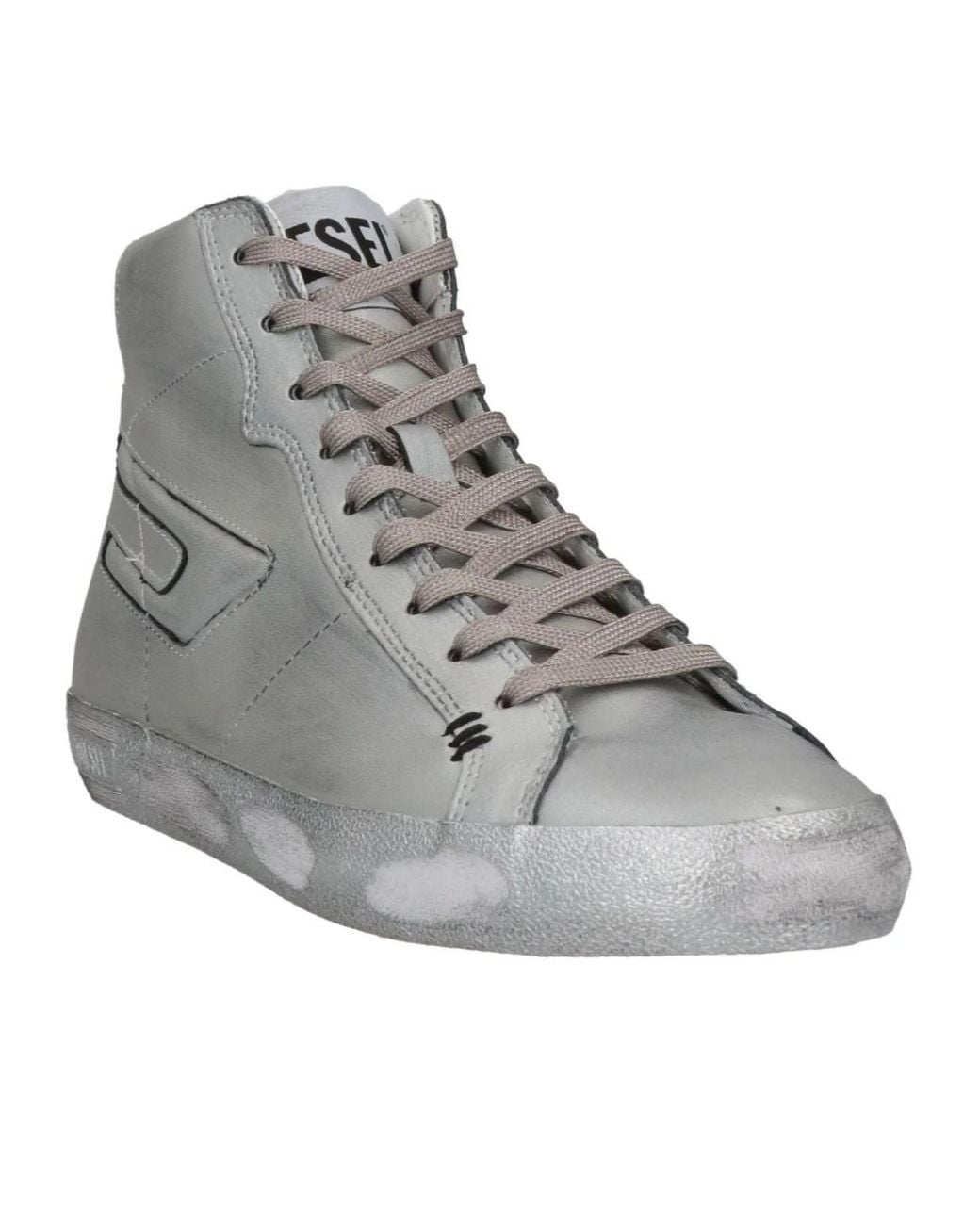 DIESEL White Metal High-Top Casual Shoes