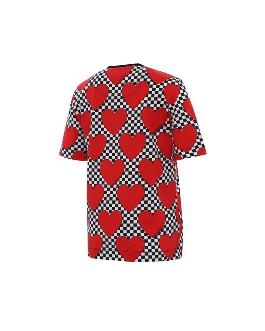Moschino Red Check Heart Print T-Shirt