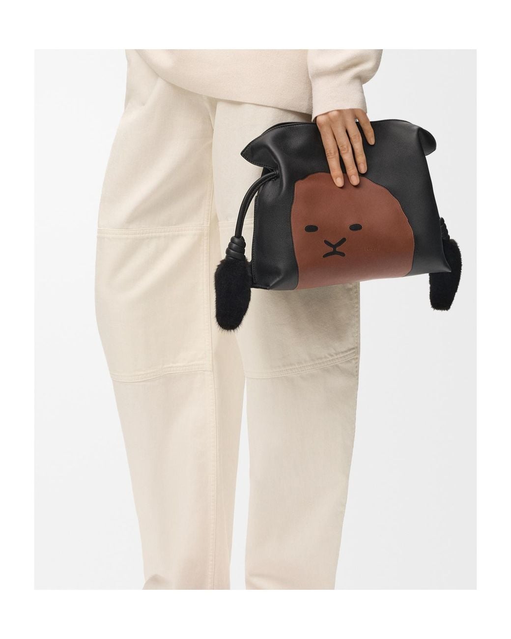 Loewe Black Medium Lion Intarsia Flamenco Shoulder Bag
