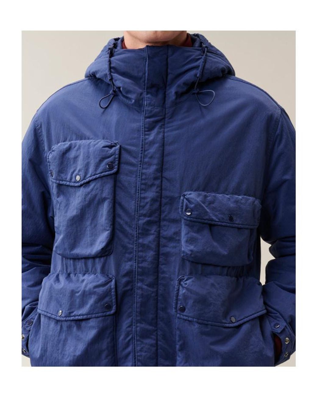 C P Company Blue T-Flatt Goggle Hooded Jacket for men