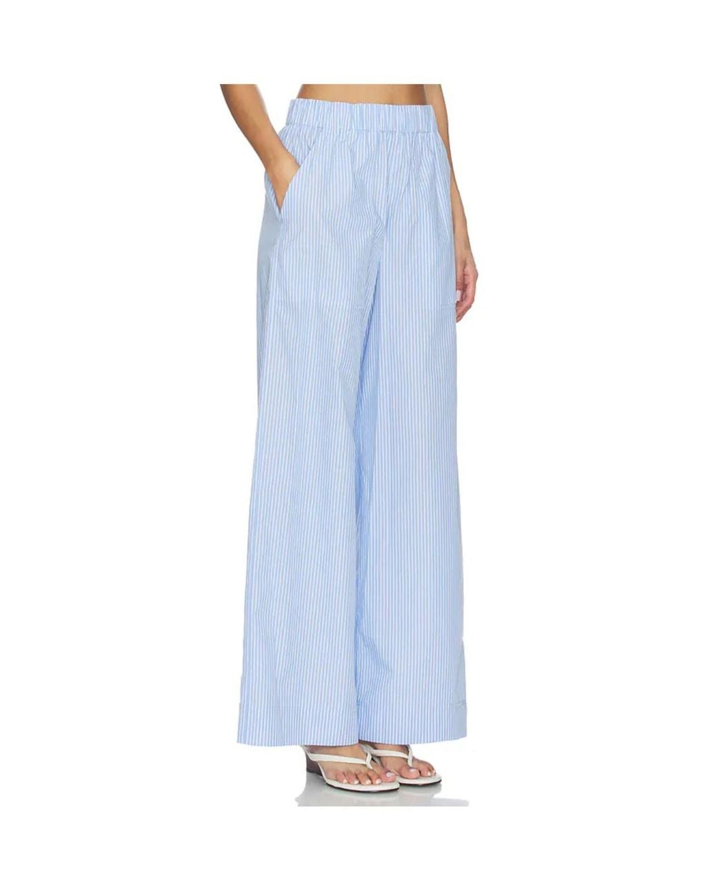 Jonathan Simkhai Blue Arden Striped Trousers