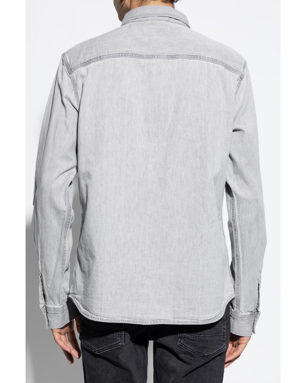 AllSaints Gray Signature Embroidered Casual Shirt for men