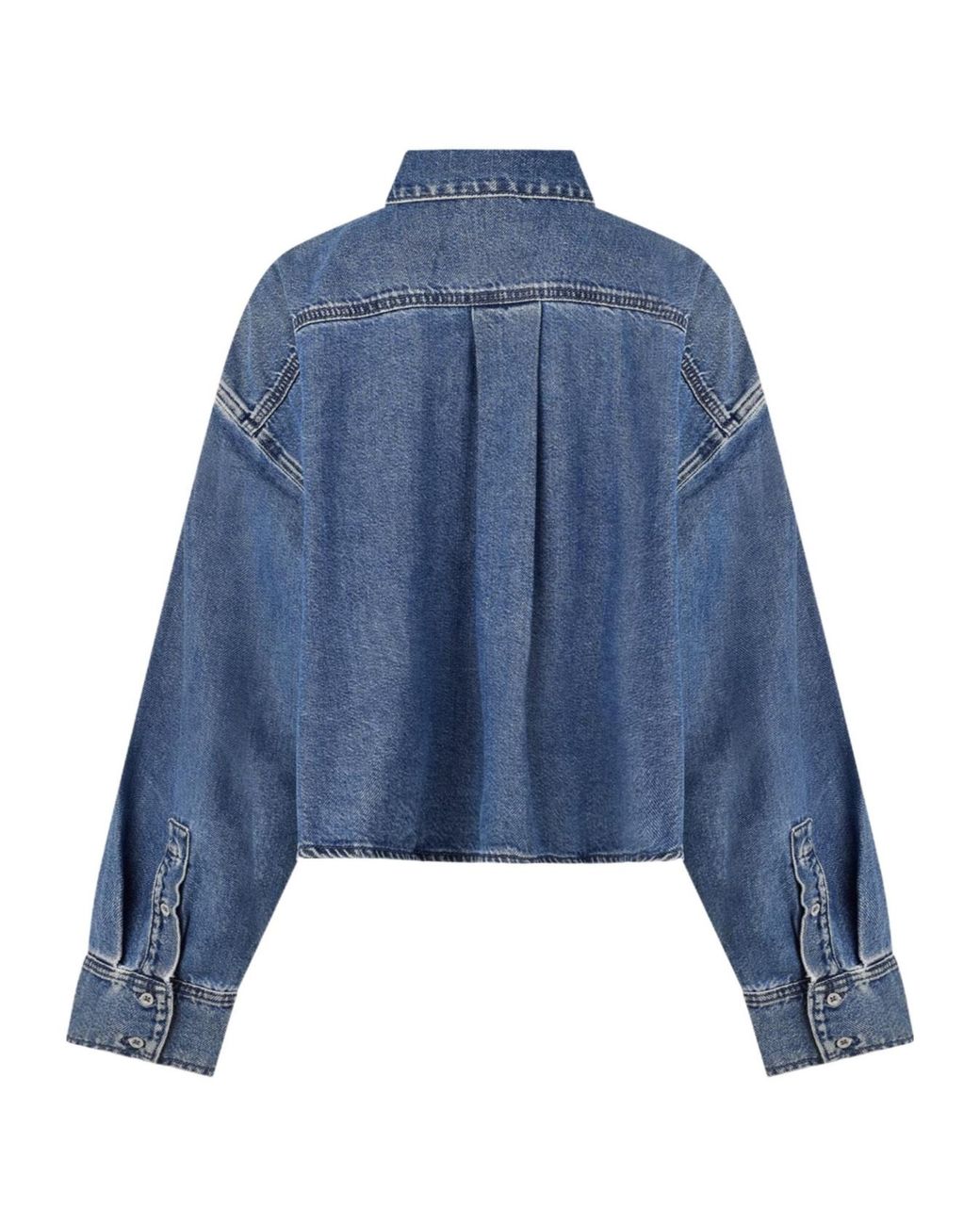 7 For All Mankind Blue Nina Long-Sleeve Denim Shirt