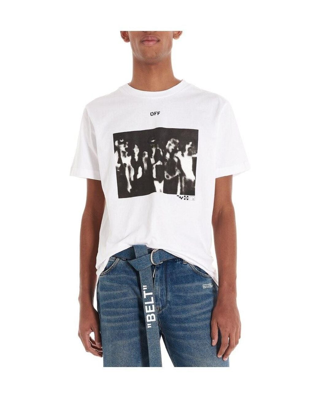 Off-White c/o Virgil Abloh White Spray Effect Logo Print T-Shirt for men