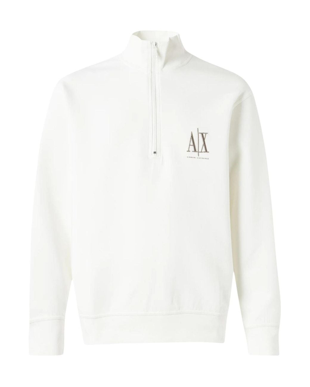 ARMANI EXCHANGE White Logo-Embroidered Quarter-Zip Sweater for men