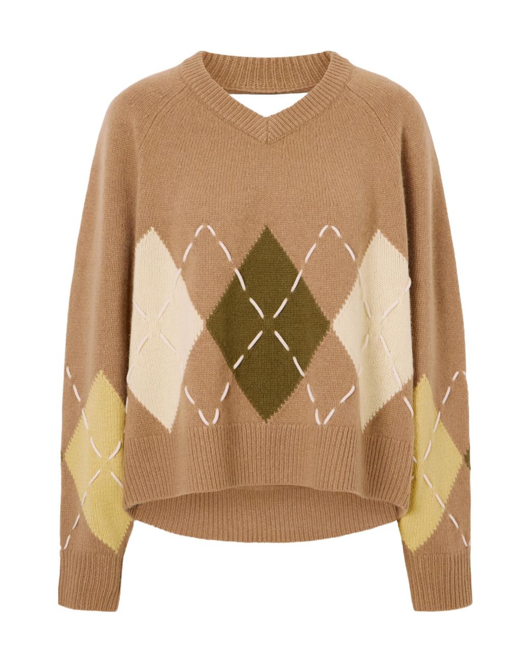 arch4 Natural Argyle Cashmere Sweater