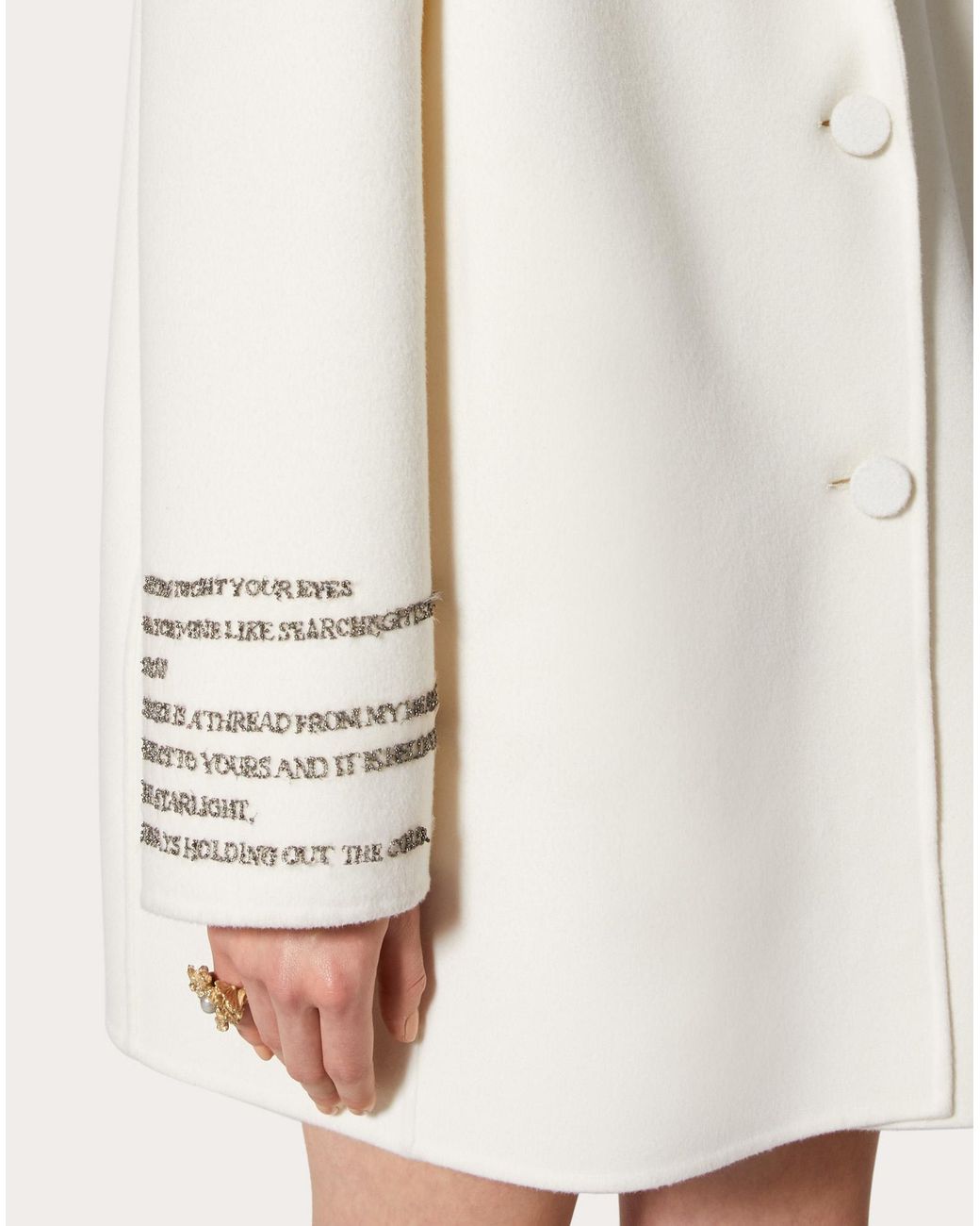 Valentino White Poem Detail Single Breasted Coat