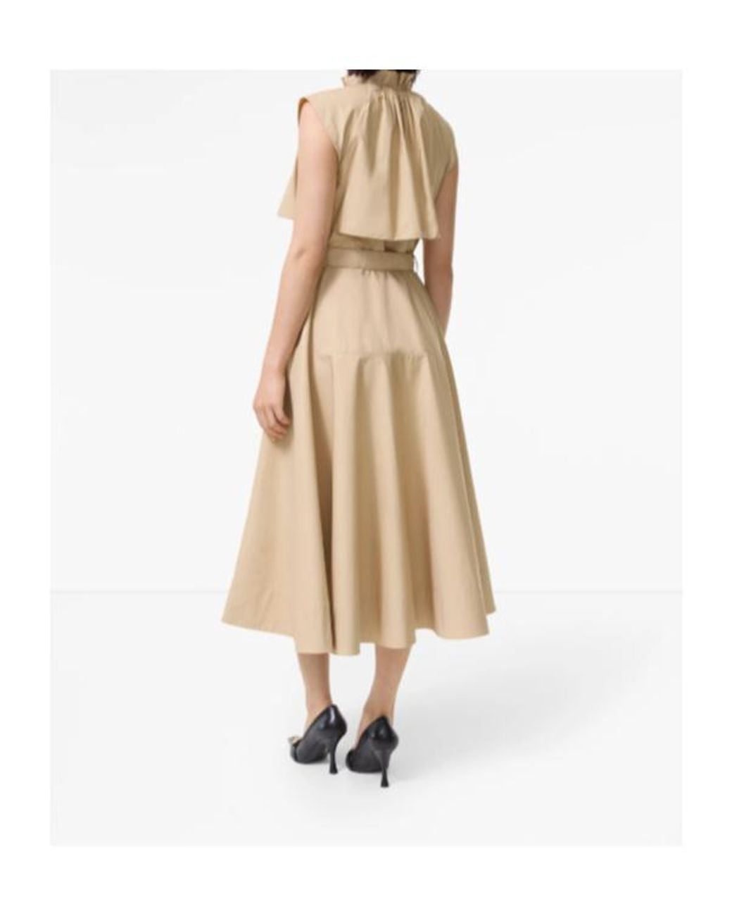 Burberry Natural Jessica Belted Sleeveless Dress