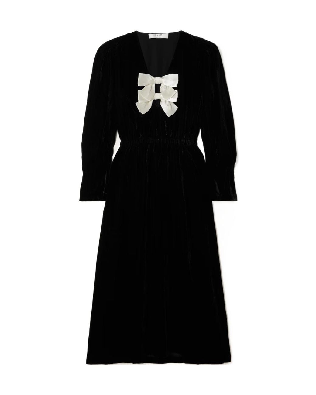 Sea Black Long Sleeve Midi Dress