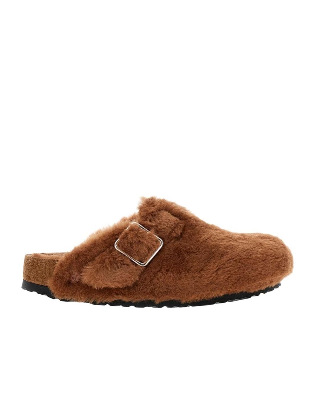 Birkenstock Brown Boston Lamb Fur Flat Shoes
