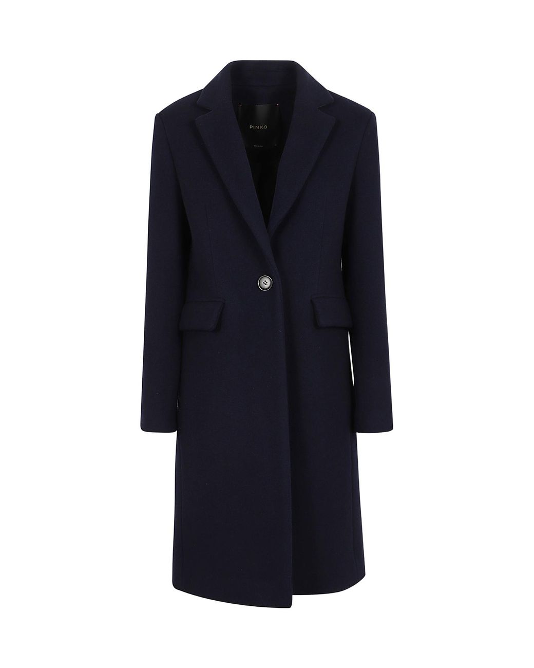 Pinko Blue Single-Breasted Straight Hem Coat