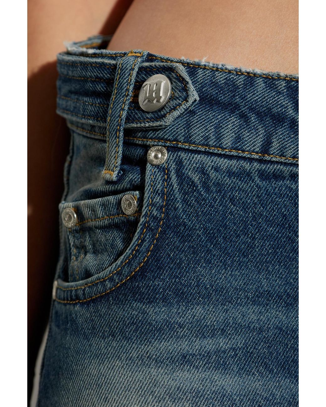M I S B H V Blue Slit Detailed Denim Skirt