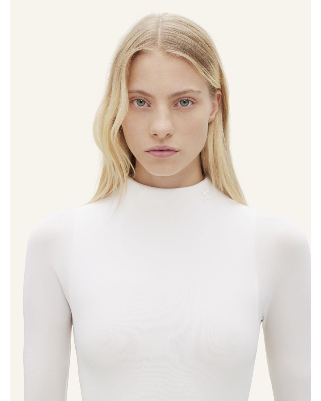 Courreges Natural High-Neck Jersey Jumpsuit