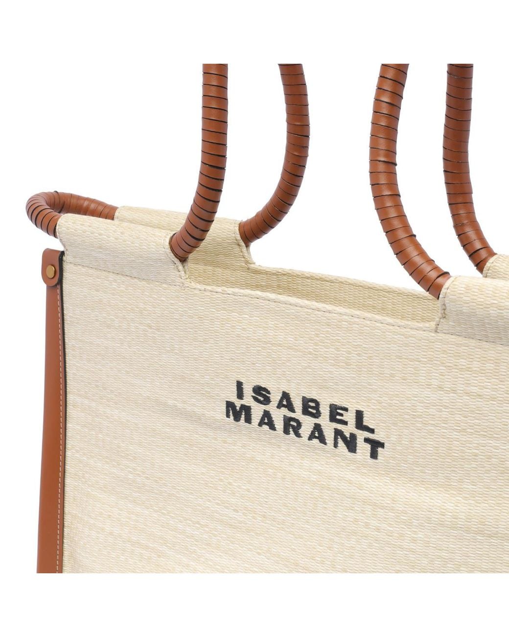 Isabel Marant Natural Logo Embroidered Tote Bag
