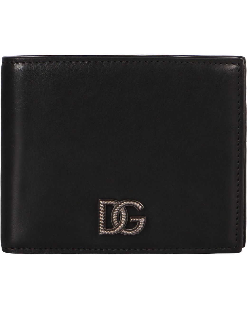 Dolce & Gabbana Black Logo Plaque Bi-Fold Wallet for men