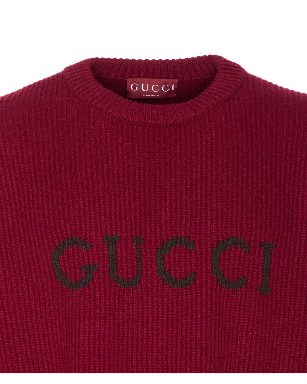 Gucci Red Gg Intarsia Knit Jumper for men