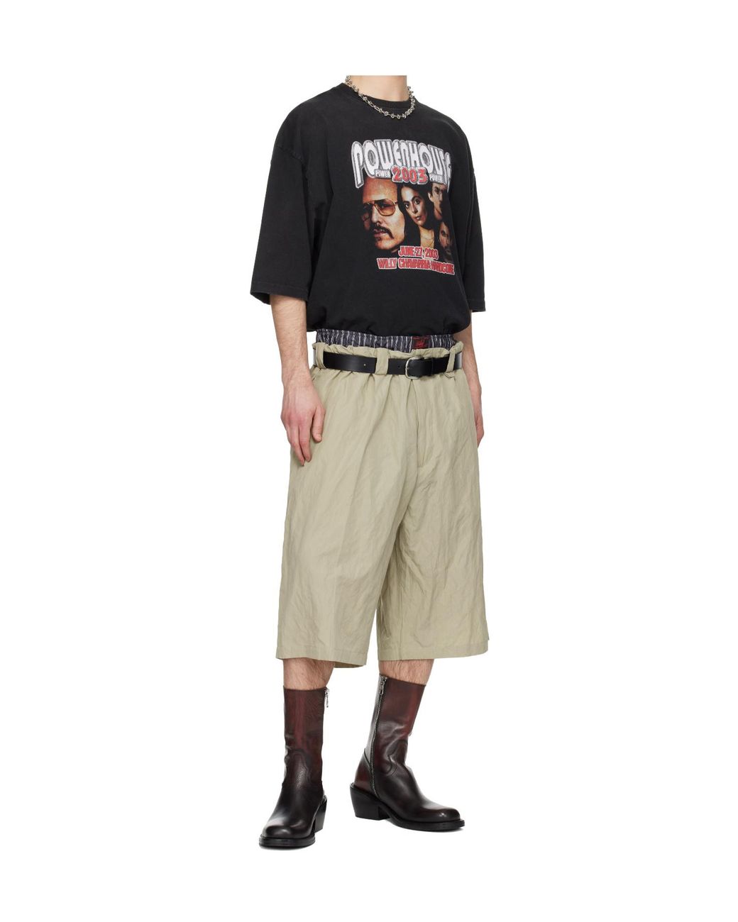 Willy Chavarria Natural Toluca Wide-Leg Knee-Length Shorts for men
