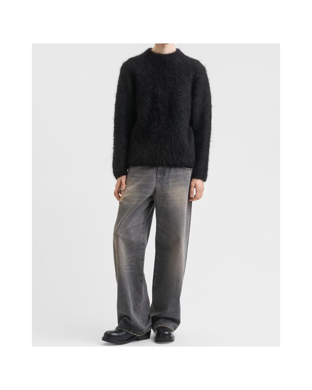 Séfr Black Crew-Neck Long-Sleeve Knit Top for men