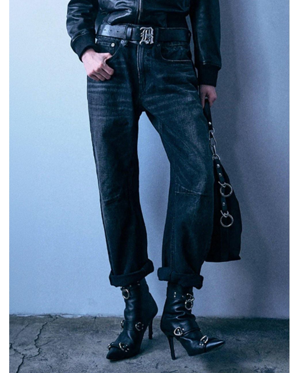R13 Blue Five-Pocket Design Jeans