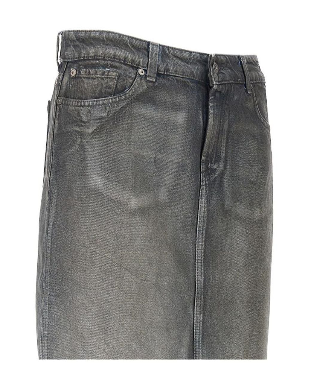 7 For All Mankind Gray Coated Denim Skirt