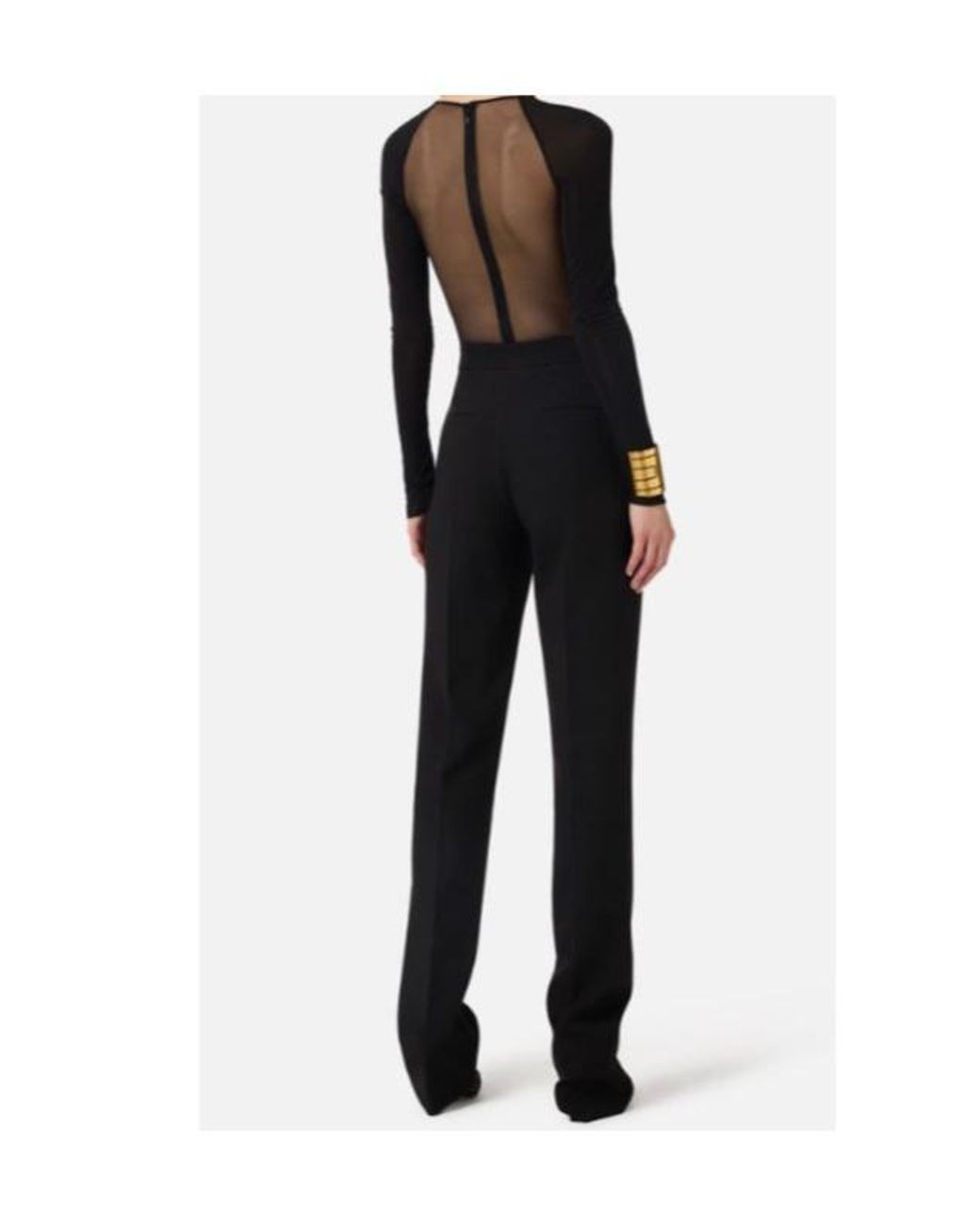 Elisabetta Franchi Black Tulle Jersey Bodysuit
