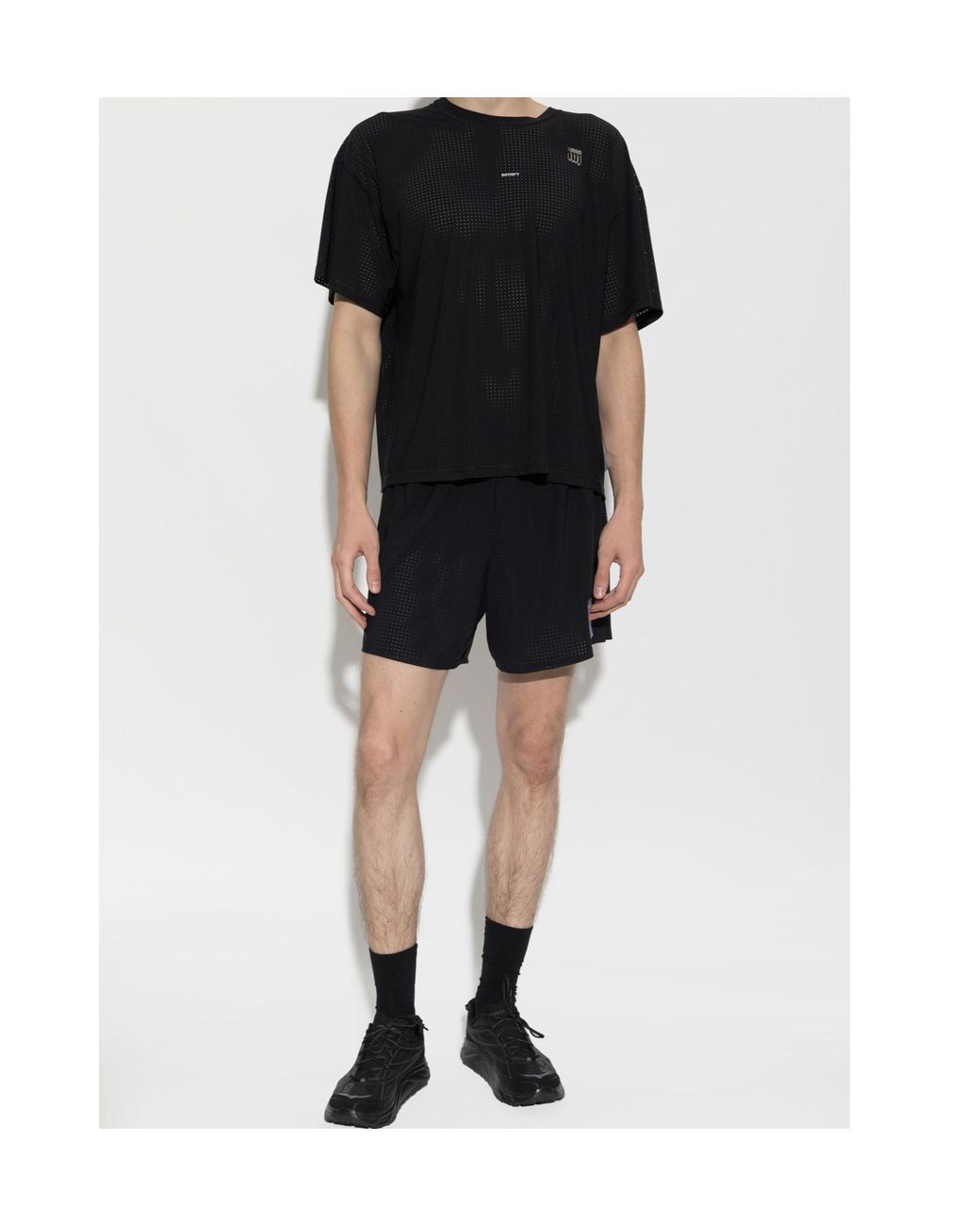 Satisfy Black Space O Perforated Running T-Shirt for men