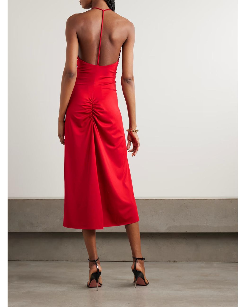 Victoria Beckham Red Hollow-Out Pleated Dress