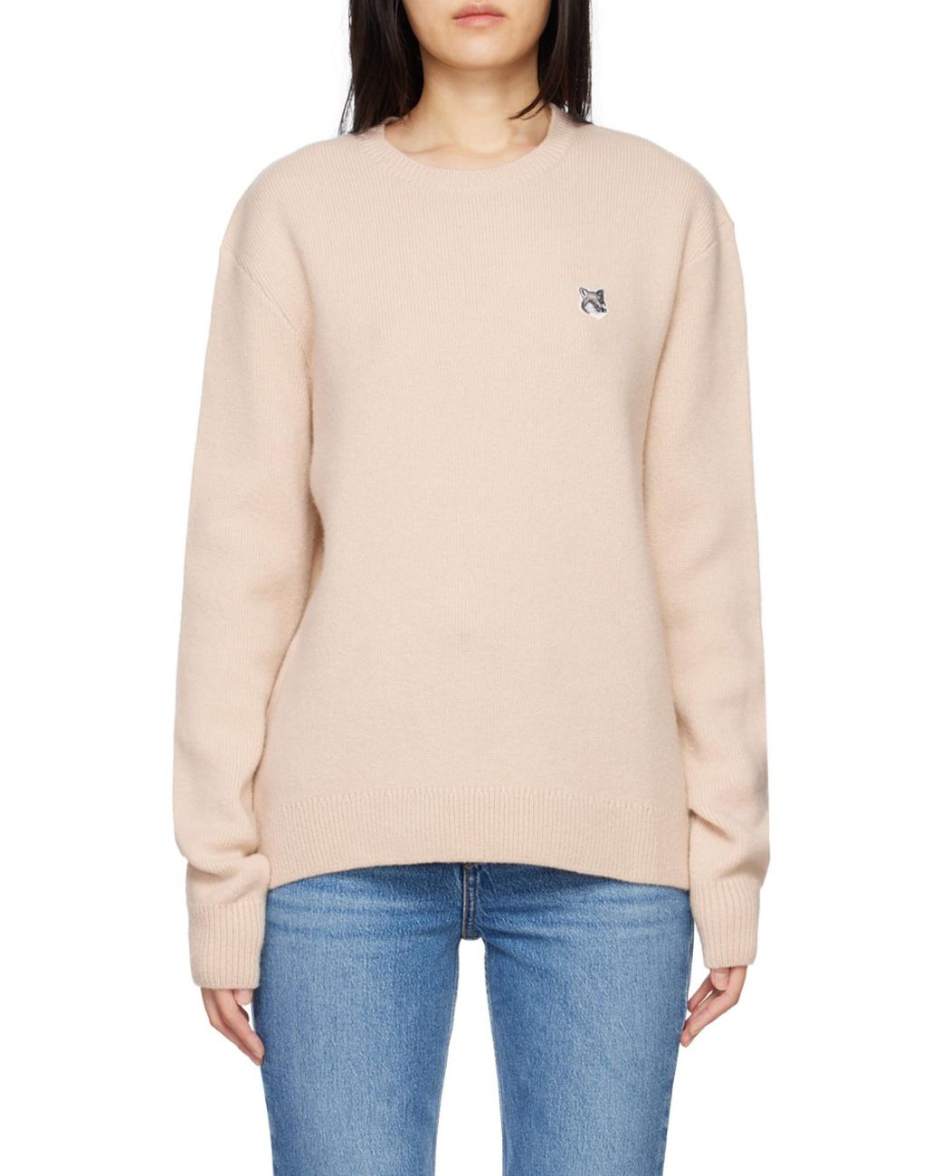 Maison Kitsuné Natural Fox Crew-Neck Wool Jumper for men
