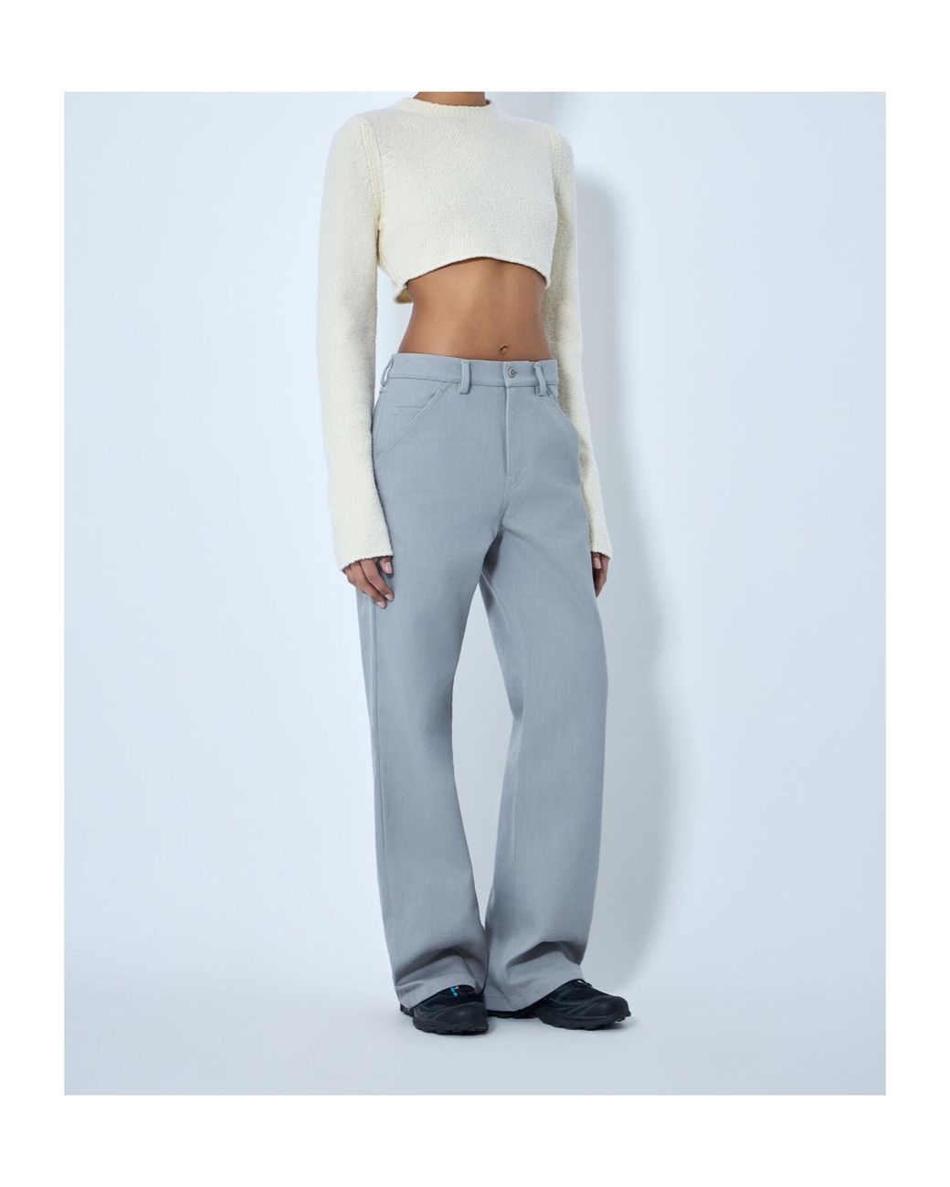Rier Blue Wide-Leg Tailored Pants