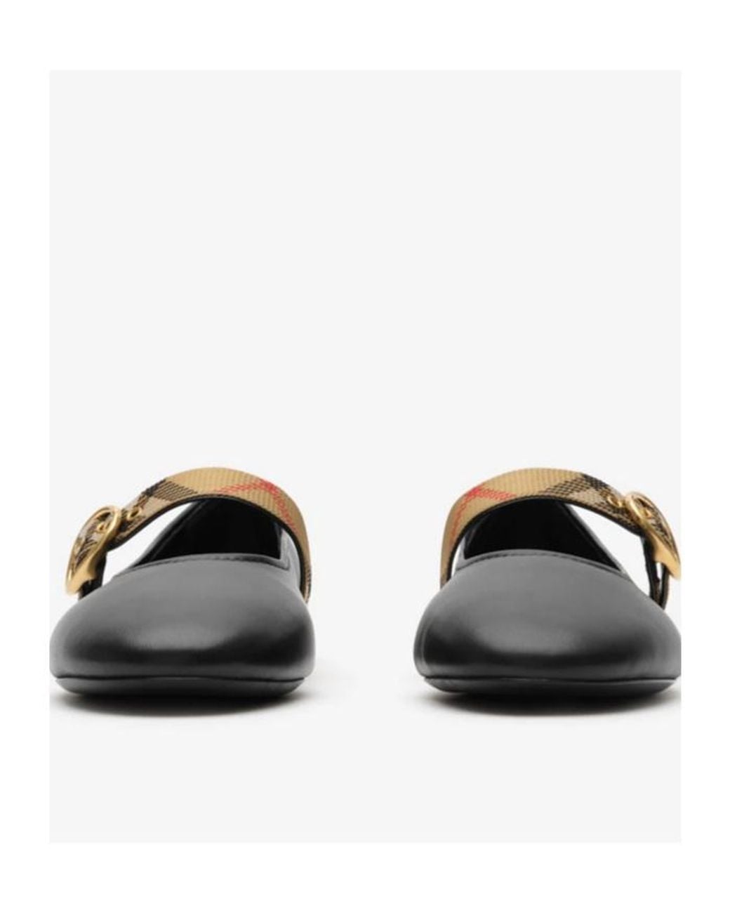 Burberry Black Checked Strap Robin Ballerinas