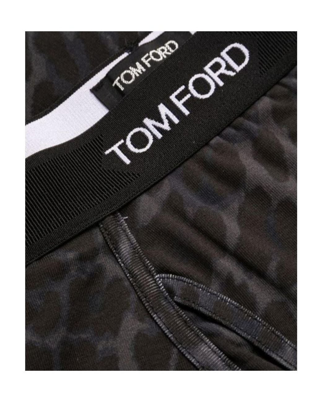 Tom Ford Black Logo-Waistband Leopard-Print Boxers for men