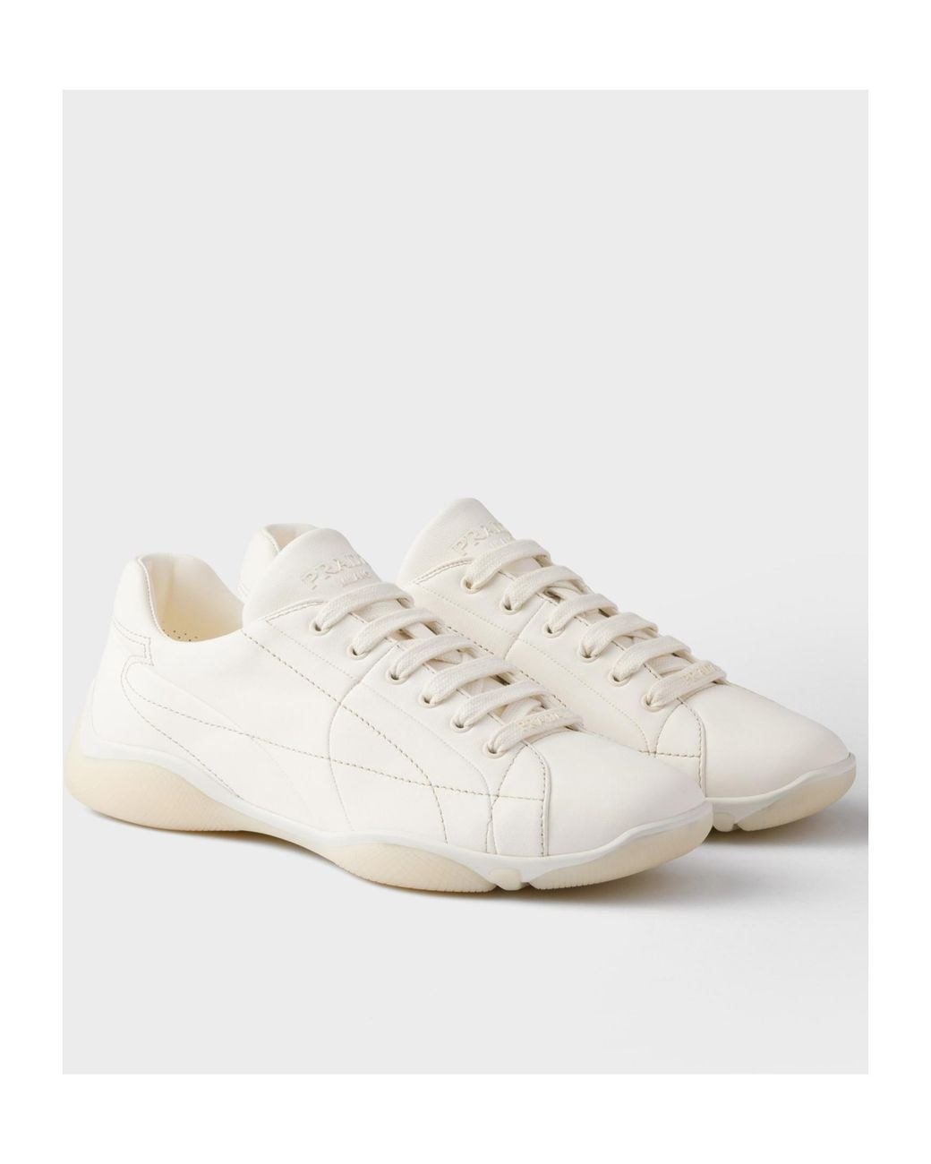 Prada White Nappa Leather Sneakers for men