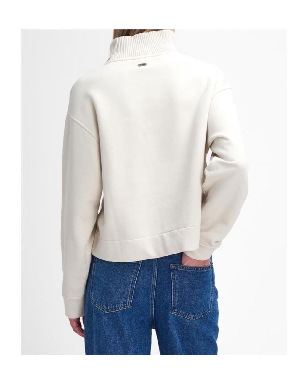 Barbour White Fleur Half-Zip Sweatshirt