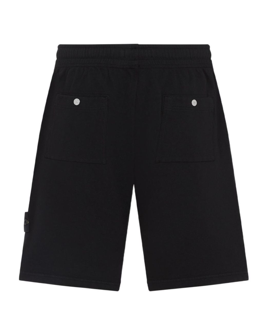Stone Island Black Logo-Patch Drawstring Shorts for men