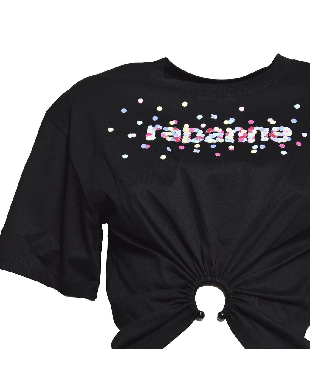 Rabanne Black Rabanne Cropped Logo T-Shirt