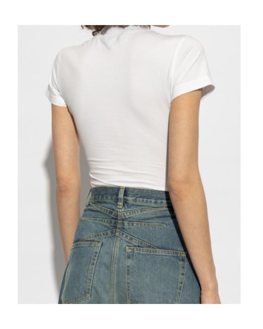 Alaïa White Alaïa Logo Embroidered Jersey Bodysuit